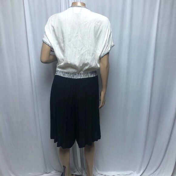 Russ Petites Black White Shorts Romper Womens Size 14 Button Front USA Vintage - Picture 5 of 9
